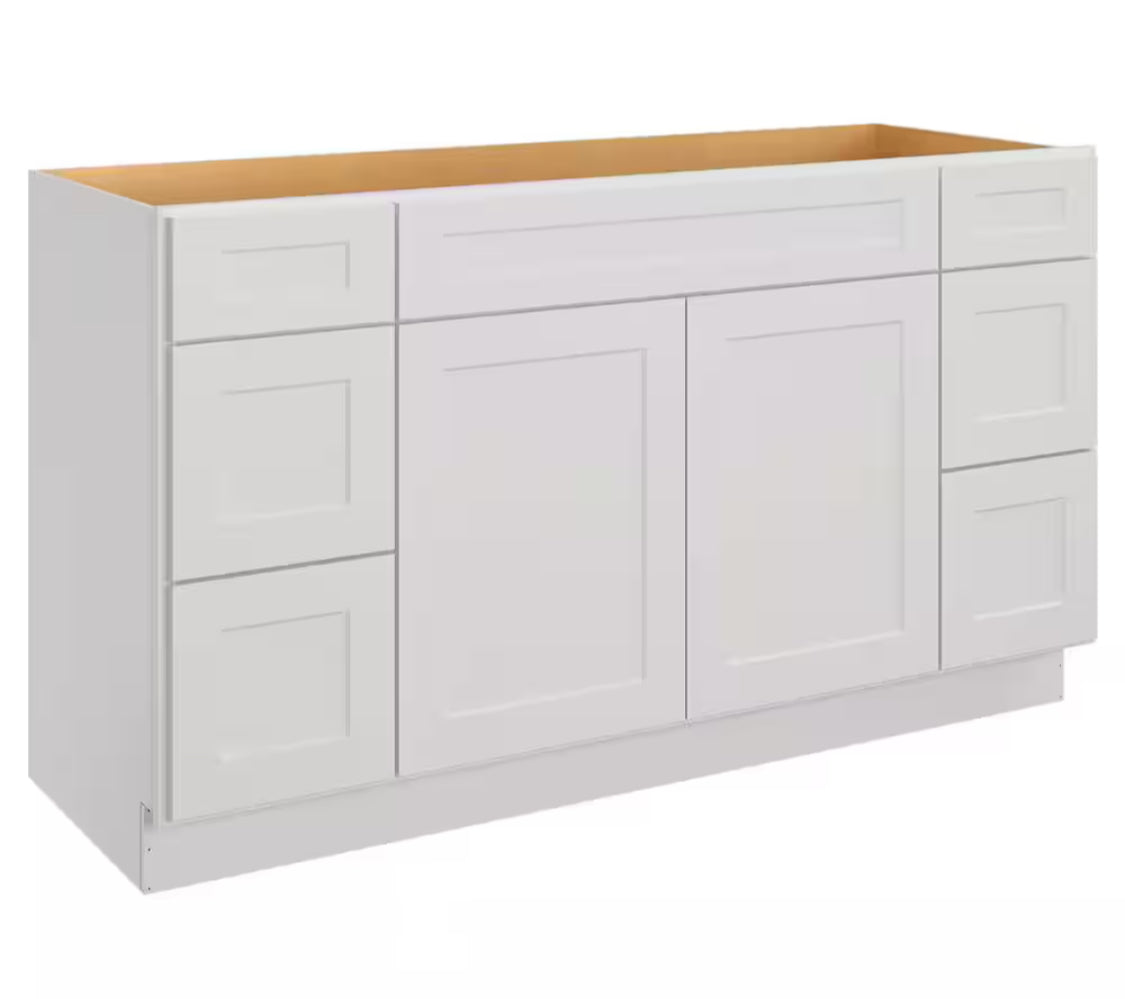 60-in W X 21-in D X 34.5-in H in Shaker Dove Plywood Ready to Assemble Floor Vanity Sink Drawer Base Kitchen Cabinet