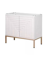 Rowan 36 in. W x 18 in. D x 33 in. H Geometric Modern Transitional 2-Shelf Bath Vanity Cabinet without Top in White/Gold
