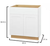 Avondale 30 in. W x 21 in. D x 34.5 in. H Ready to Assemble Plywood Shaker Sink Base Bath Cabinet in Alpine White