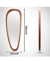 22 in. W x 60 in. H Irregular Natural Wood-Frame Wall Mirror, Distinctive Asymmetric Design