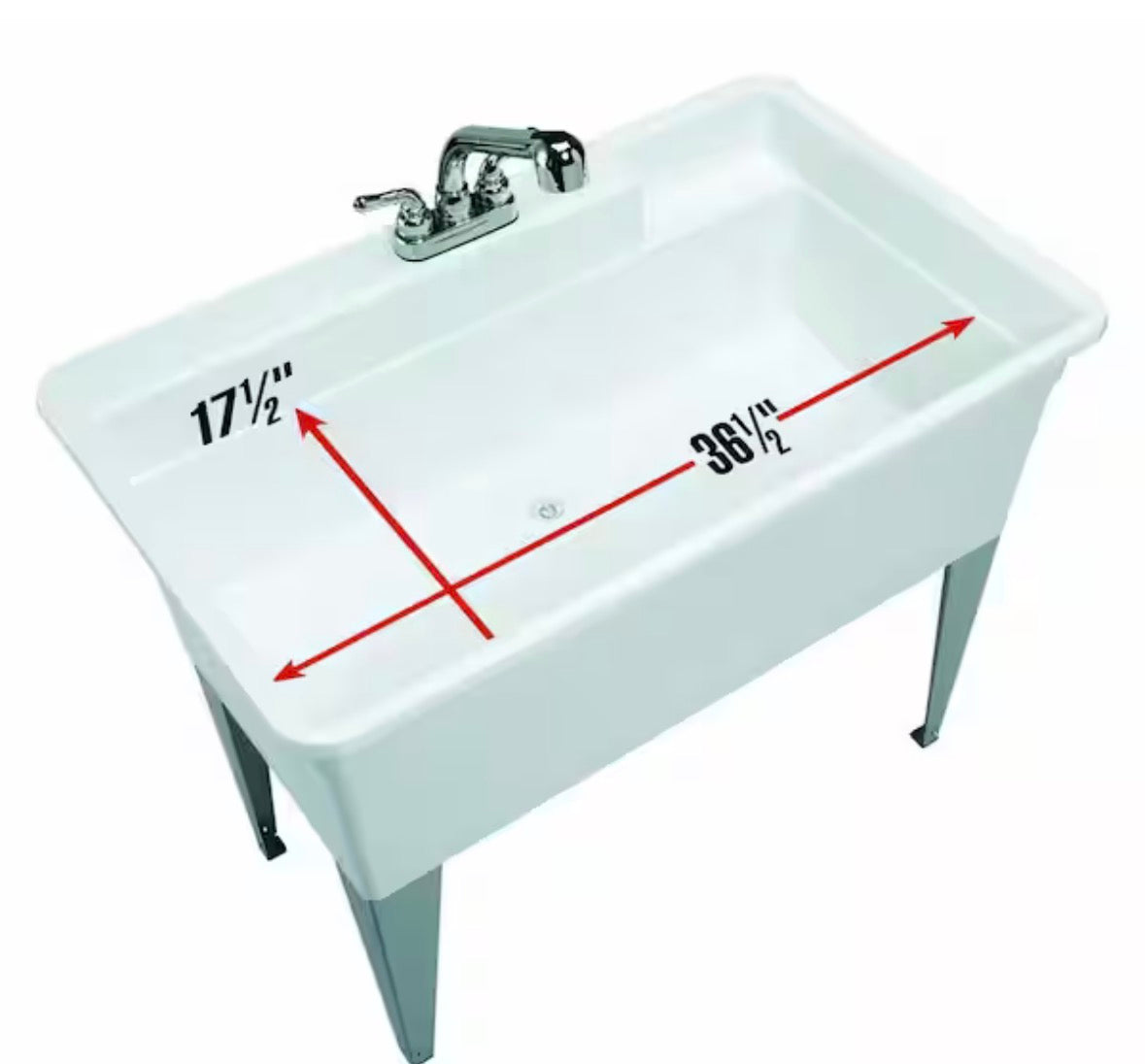 Utilatub Combo 40 in. x 24 in. 33 in. Polypropylene Floor Mount Utility Tub with Pull-Out Faucet in White