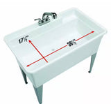 Utilatub Combo 40 in. x 24 in. 33 in. Polypropylene Floor Mount Utility Tub with Pull-Out Faucet in White