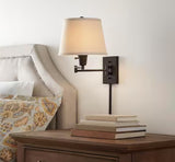 Ellsworth 1-Light Oil Rubbed Bronze Swing Arm Plug-In Wall Lamp with Fabric Shade