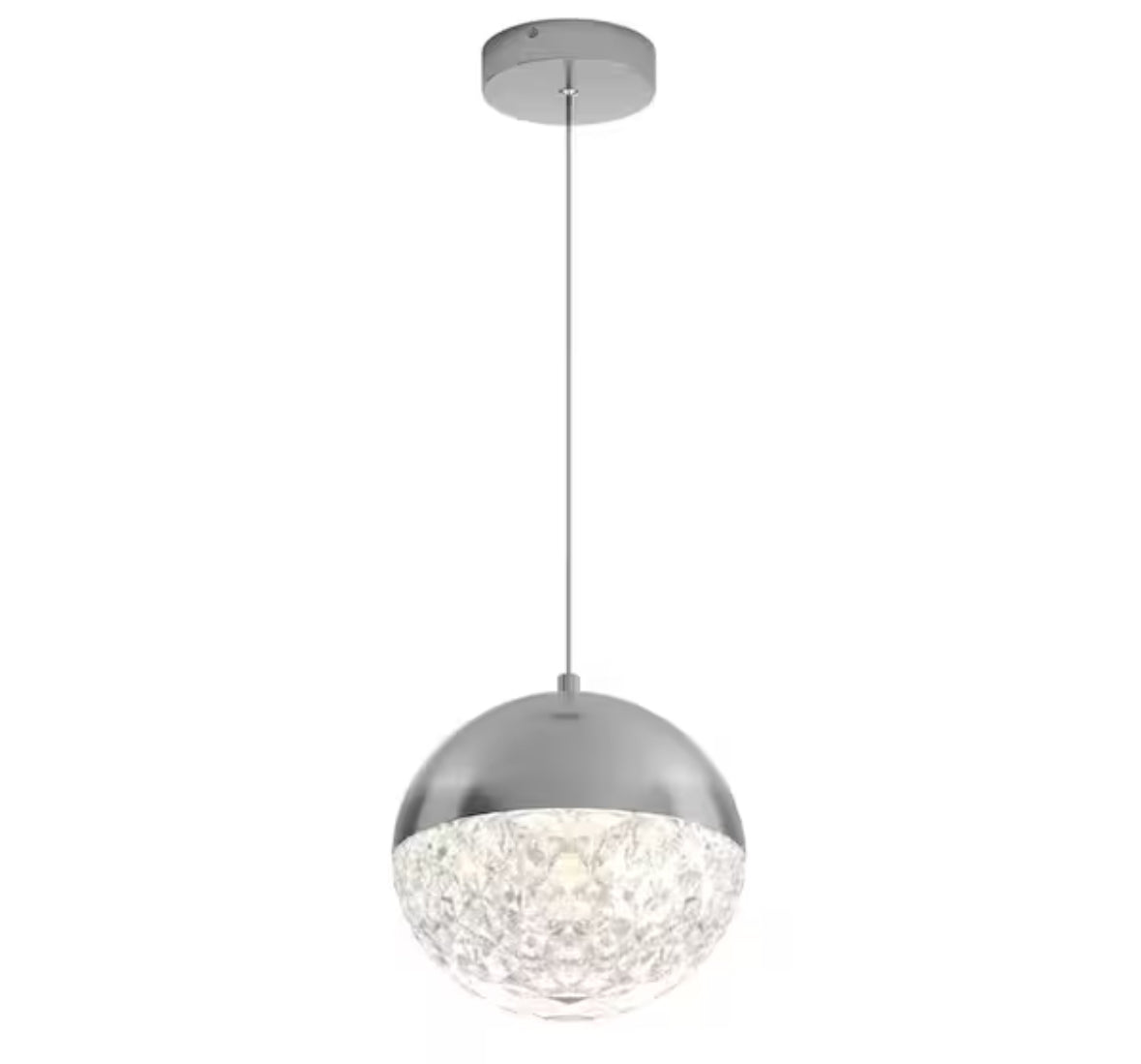 Carat Ball 15-Watt 1 Light Chrome Modern 5 CCT Integrated LED Mini Pendant Light Fixture for Kitchen Island
