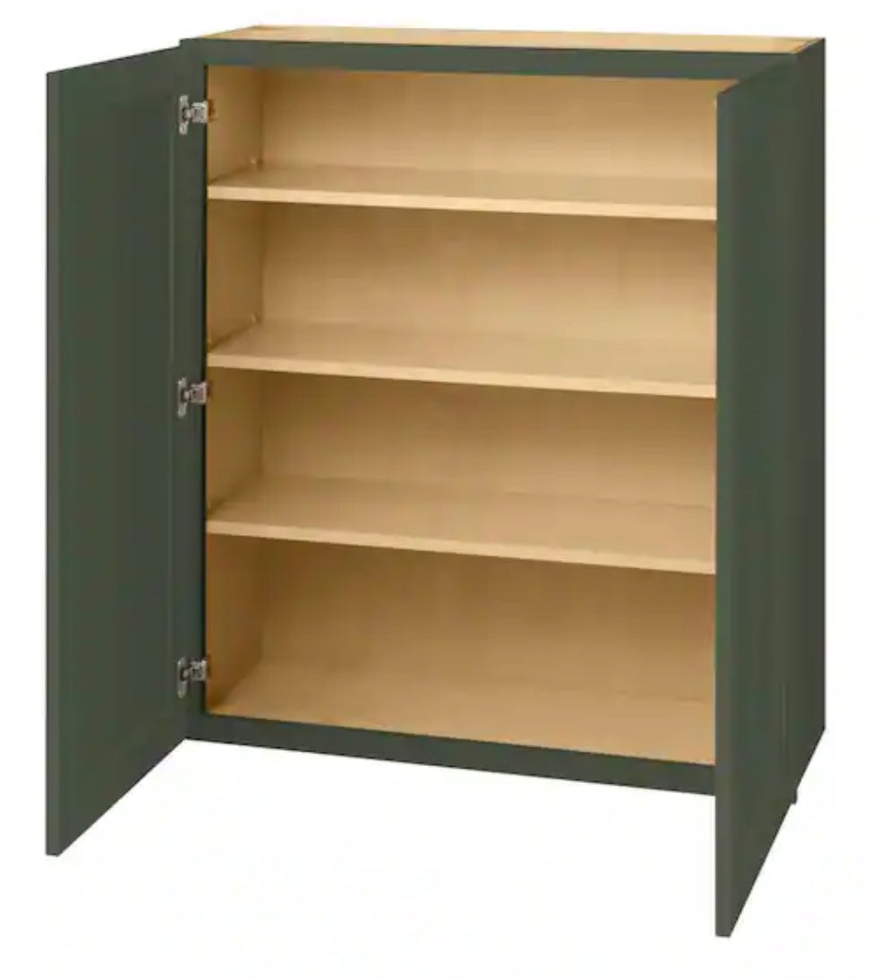 Avondale 36 in. W x 12 in. D x 42 in. H Ready to Assemble Plywood Shaker Wall Kitchen Cabinet in Fern Green