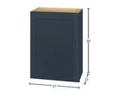 Avondale 21 in. W x 12 in. D x 42 in. H Ready to Assemble Plywood Shaker Wall Kitchen Cabinet in Ink Blue