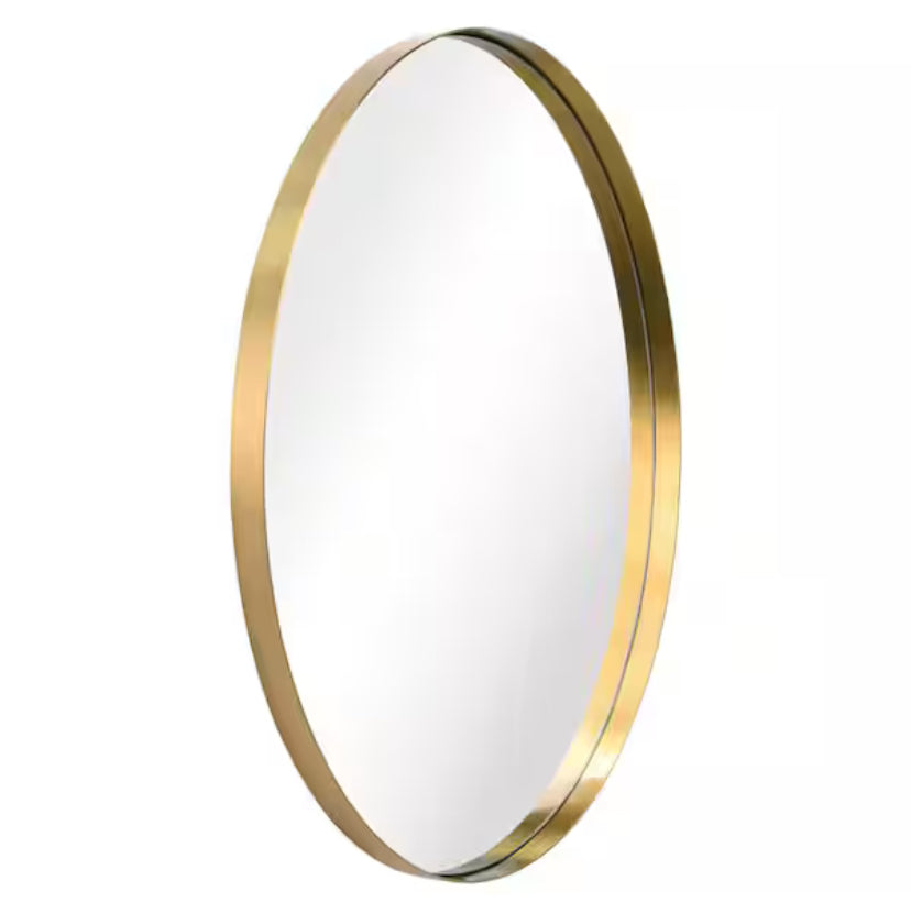36 in. x 24 in. Ultra Oval Brushed Gold Stainless Steel Framed Wall Mirror