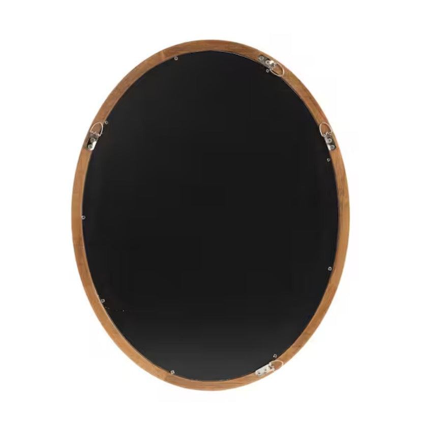 Hogan 18 in. W x 24 in. H Rustic Brown Oval Farmhouse Framed Decorative Wall Mirror