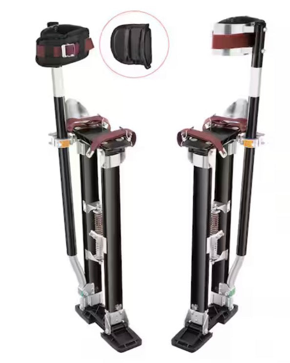 24 in.-40 in. Adjustable Aluminum Drywall Stilts with Knee Pads Durable Non-slip Tool for Painting Taping Walking Black