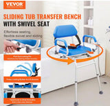 Sliding Tub Transfer Bench 13 in. W Freestanding Shower Bench Reversible Backrest Shower Bench in White