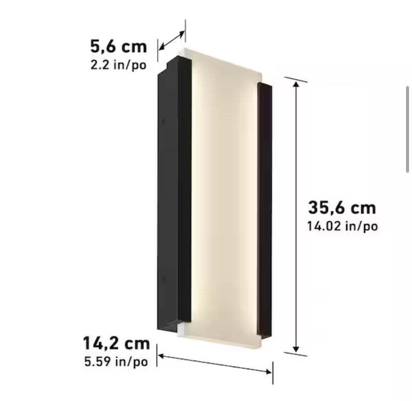 Blade Black Modern 3 CCT Integrated LED Exterior Hardwired Garage and Porch-Light Lantern Sconce