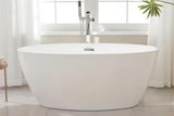 Amiens 55 in. x 31.9 in. Acrylic Flatbottom Freestanding Soaking Bathtub with Center Drain in White/Classic Chrome