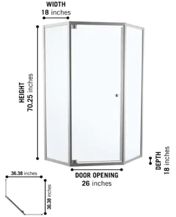 38 in. W x 74 in. H Neo-Angle Pivot Framed Corner Shower Enclosure in Chrome