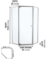 38 in. W x 74 in. H Neo-Angle Pivot Framed Corner Shower Enclosure in Chrome