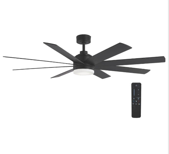 Celene II 62 in. Indoor/Outdoor Matte Black DC Motor Ceiling Fan with Adjustable White Integrated LED w/ Remote Included