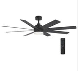 Celene II 62 in. Indoor/Outdoor Matte Black DC Motor Ceiling Fan with Adjustable White Integrated LED w/ Remote Included