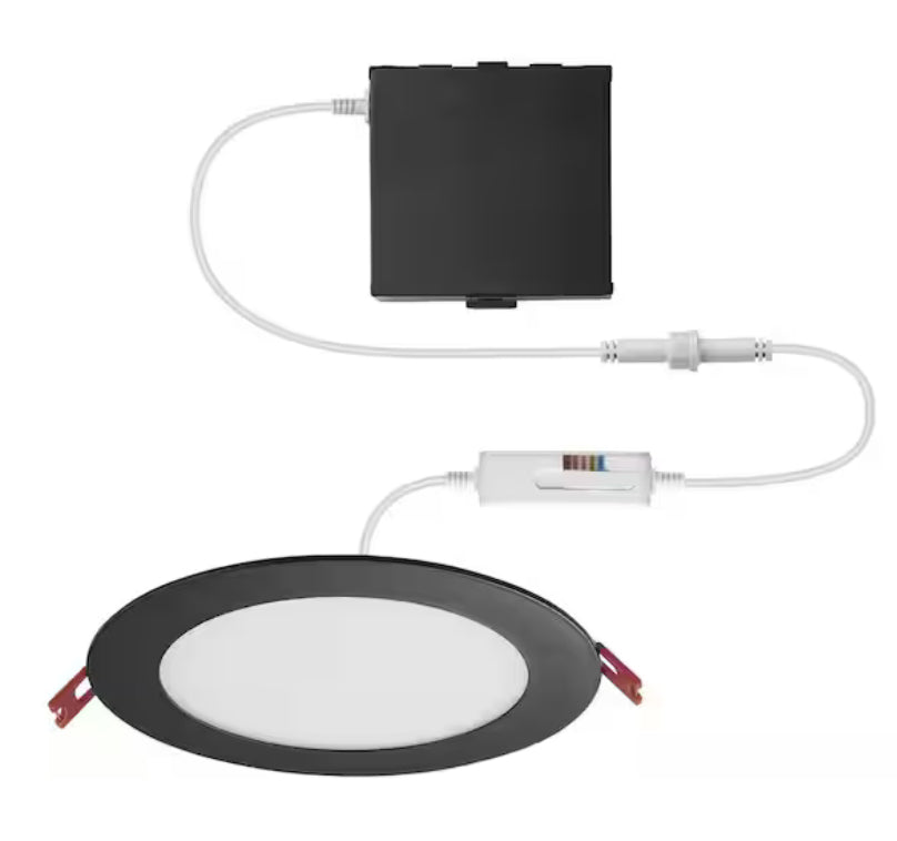 Premium Series 6 in. LED, 2-Level Lumen Select, Ultraslim Canless Recessed Light, Adjustable CCT, Matte Black