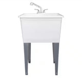 24 in. W x 24 in. D x 35 in. H Freestanding Laundry/Utility Sink in White with Stainless Steel Pull-Out Faucet
