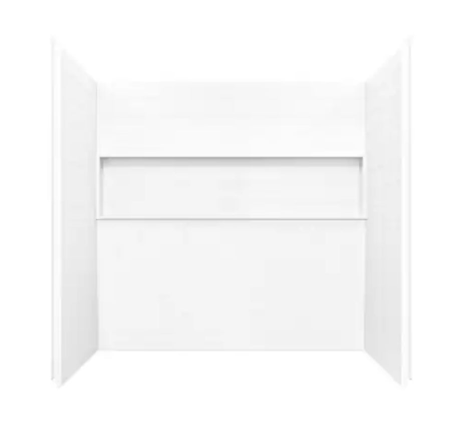 Nextile 30 in. x 60 in. x 60 in. 4-Piece Direct-to-Stud Alcove Tub Surround in White