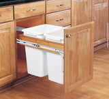 White Double Pull Out Top Mount Trash Can 35 qt.