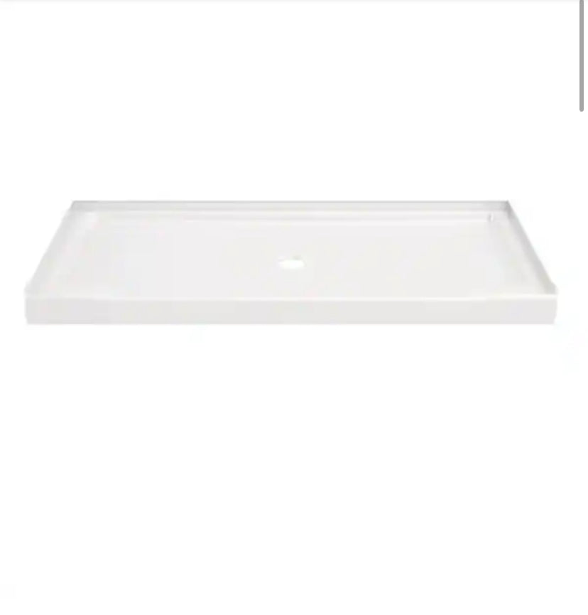 Classic 500 60 in. L x 30 in. W Alcove Shower Pan Base with Center Drain in High Gloss White