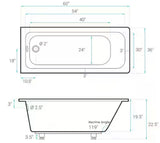 Voltaire 60 in. x 36 in. Acrylic Drop-In Reversible Drain Bathtub in White