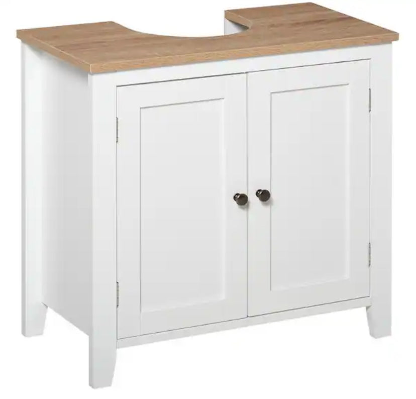 23.5 in. W x 11.75 in. D x 23.5 in. H Pedestal Sink Storage Cabinet with MDF Top in White