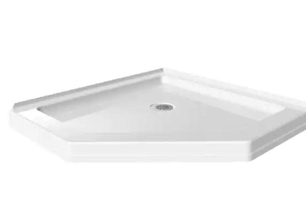 38 in. x 38 in. Neo-Angle Corner Shower Pan Base with Corner Drain in White