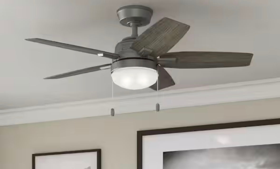 Antero 44 in. Hunter Express Indoor Matte Silver Ceiling Fan with Light Kit Included