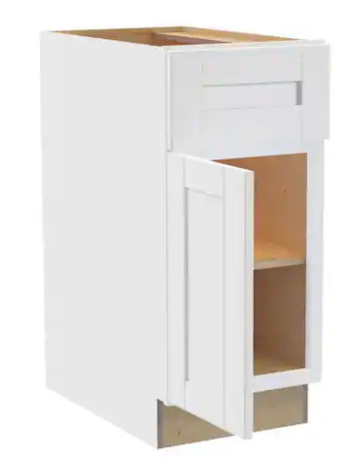 Richmond Verona White Plywood Shaker Ready to Assemble Base Kitchen Cabinet with Soft Close 12 in.x 34.5 in. x 24 in.