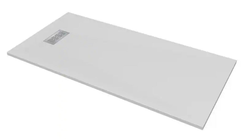 72 in. L x 36 in. W x 1.125 in. H Solid Composite Stone Shower Pan Base with L/R Drain in White Sand
