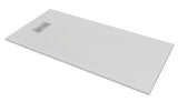 72 in. L x 36 in. W x 1.125 in. H Solid Composite Stone Shower Pan Base with L/R Drain in White Sand