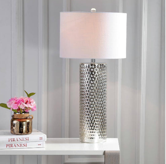 Isabella 30 in. Silver Glass Table Lamp