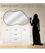 46 in. W. x 26 in. H Irregular Black Aluminum Alloy Framed Wall Mirror Asymmetrical Wall Mirror