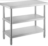 Stainless Steel Prep Table 36 x 18 x 34 in. BBQ Prep Table with 2 Adjustable Undershelf Heavy Duty Kitchen Utility Table