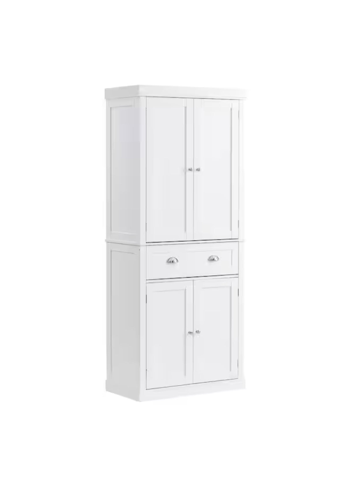 72 in. Storage Freestanding Utility Cabinets with 3 Adjustable Shelves Pearl White Tall Food Buffet Pantry Organizers