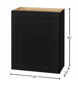 Avondale 24 in. W x 12 in. D x 30 in. H Plywood Shaker Wall Kitchen Cabinet in Raven Black