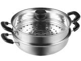 11 in. Steamer Pot for Cooking with 3 qt. Stock Pot and Vegetable Steamer Stainless Steel Food Steamer