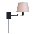 Ellsworth 1-Light Oil Rubbed Bronze Swing Arm Plug-In Wall Lamp with Fabric Shade