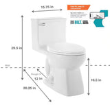 Power Flush 1-piece 1.28 GPF Single-Flush Elongated Toilet in White Seat Included