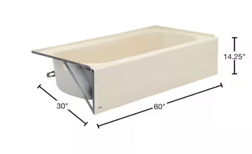 Aloha 60 in. Right Drain Rectangular Alcove Soaking Bathtub in White