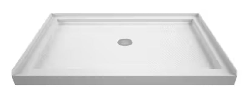 SlimLine 48 in. x 36 in. Single Threshold Alcove Shower Pan Base in White with Center Drain