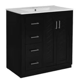 30 in. W x 18.3 in. D x 34 in. H Single Sink Freestanding Black Modern Beauty Bath Vanity with Ceramic Top