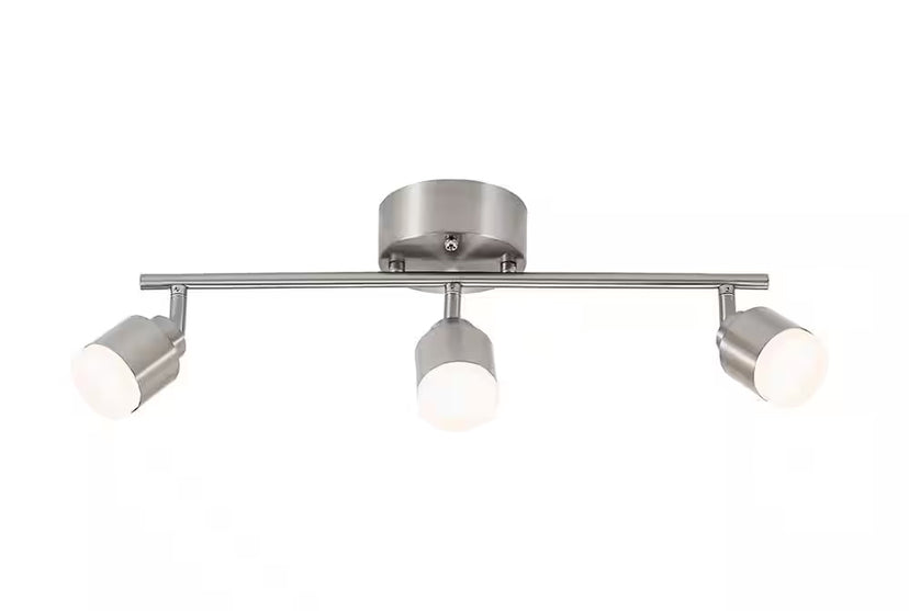 19 in. 3-Light Brushed Steel Integrated LED Track Lighting Kit