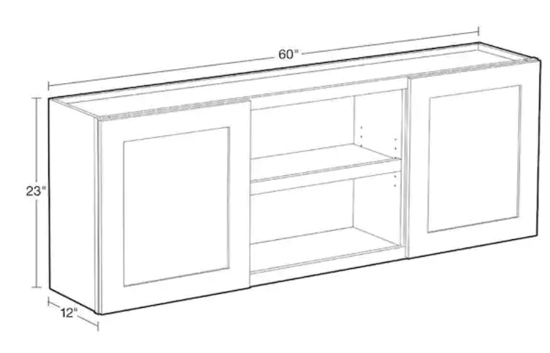 Richmond Verona White Plywood Shaker Ready to Assemble Wall Kitchen Laundry Cabinet Sft Cls 60 in W x 12 in D x 23 in H