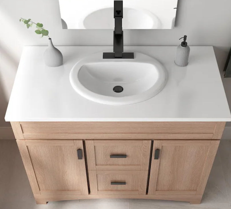 19 in. Drop-In Round Vitreous China Bathroom Sink in White