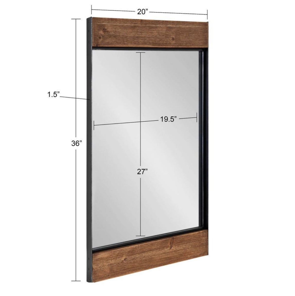 Kincaid 36 in. x 20 in. Classic Rectangle Framed Rustic Brown Wall Accent Mirror
