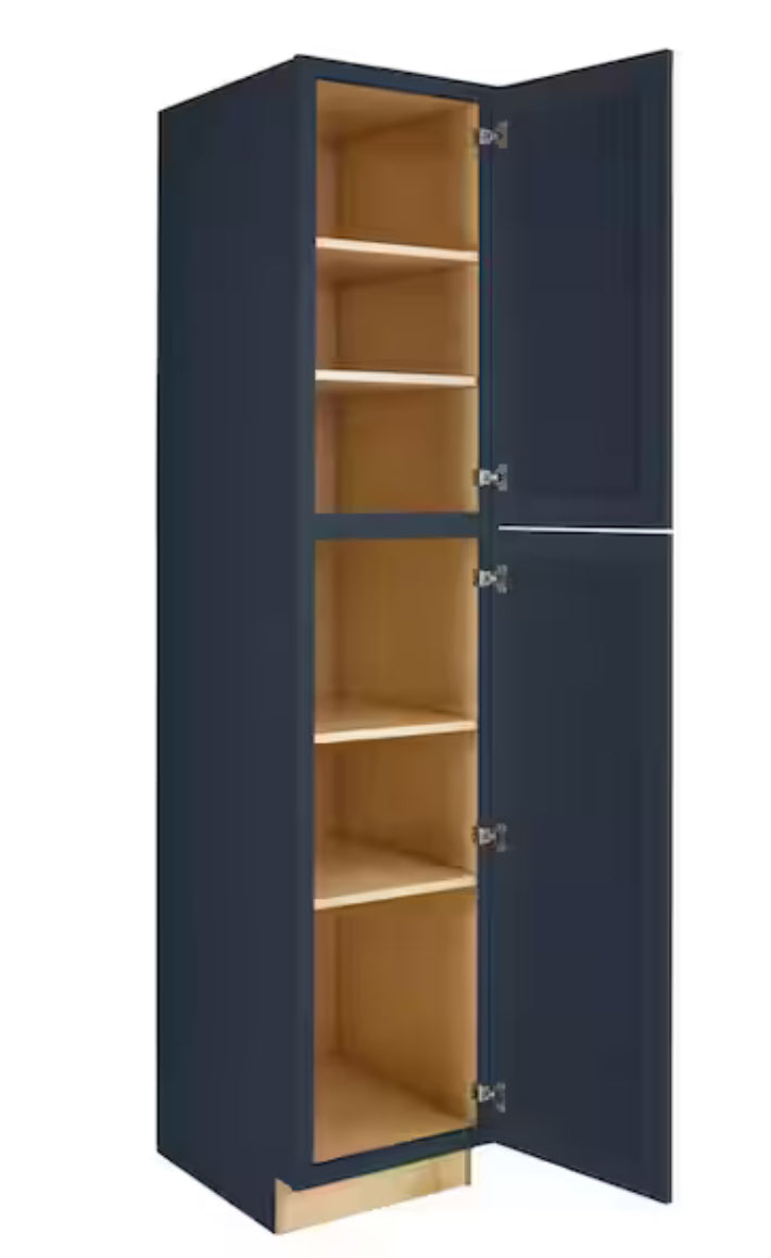 Avondale 18 in. W x 24 in. D x 90 in. H Ready to Assemble Plywood Shaker Pantry Kitchen Cabinet in Ink Blue