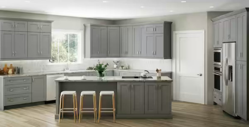 Richmond Vesuvius Gray Shaker Stock Ready to Assemble Base Kitchen Cabinet with 2 doors (24 in.x34.5 in. x24 in.)