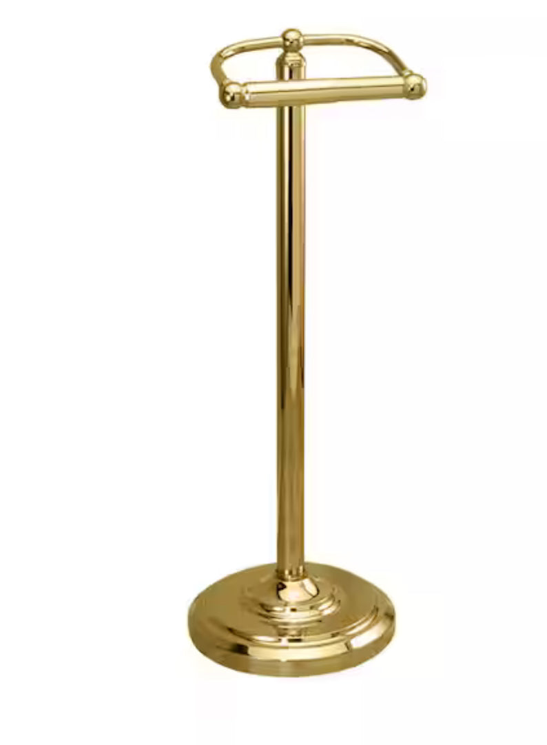 Double Post Toilet Paper Holder in Polished Brass